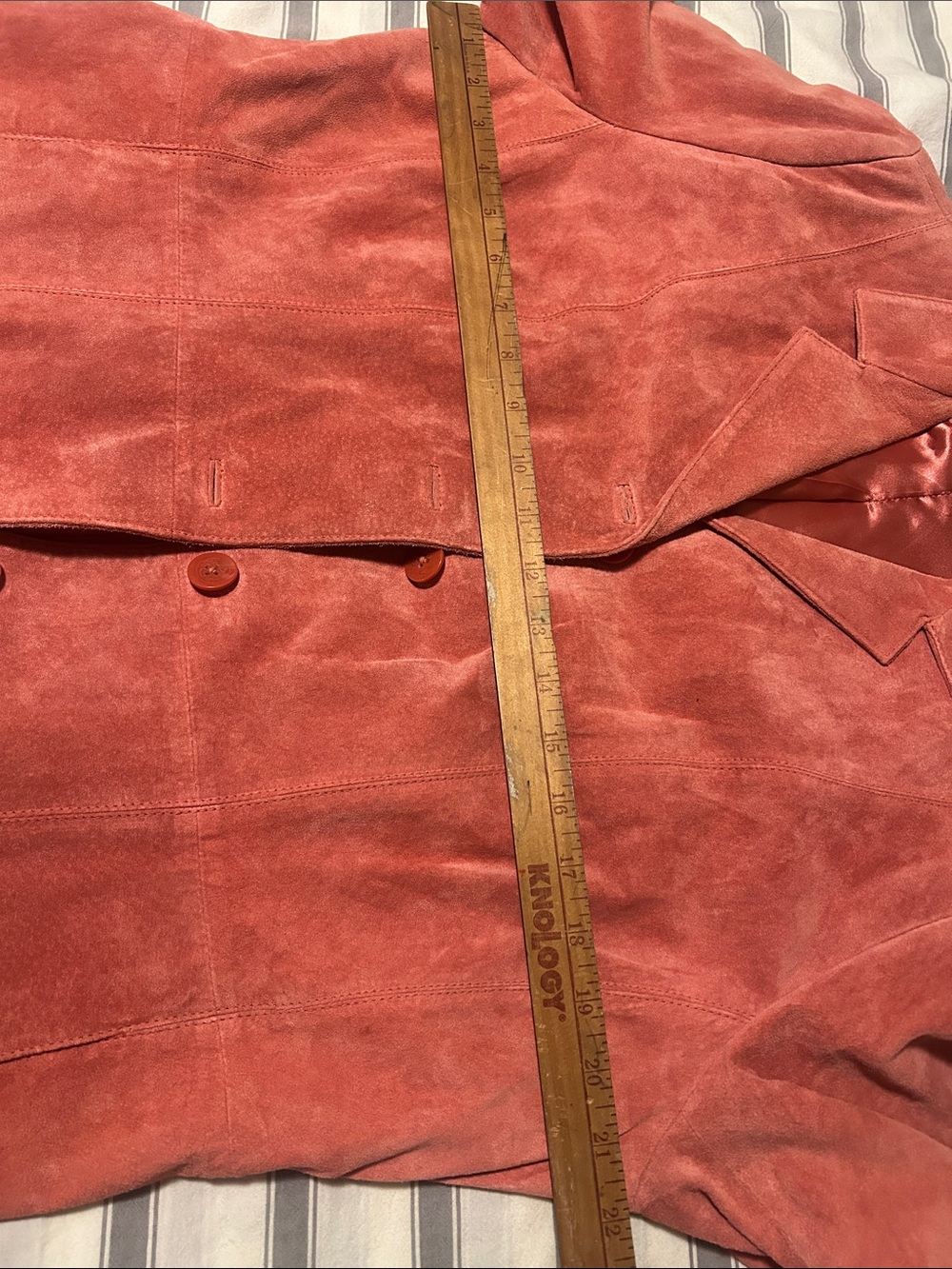 Parisian Signature Women's Suede Real Leather Jacket Blazer Pink Coral L - Picture 13 of 15